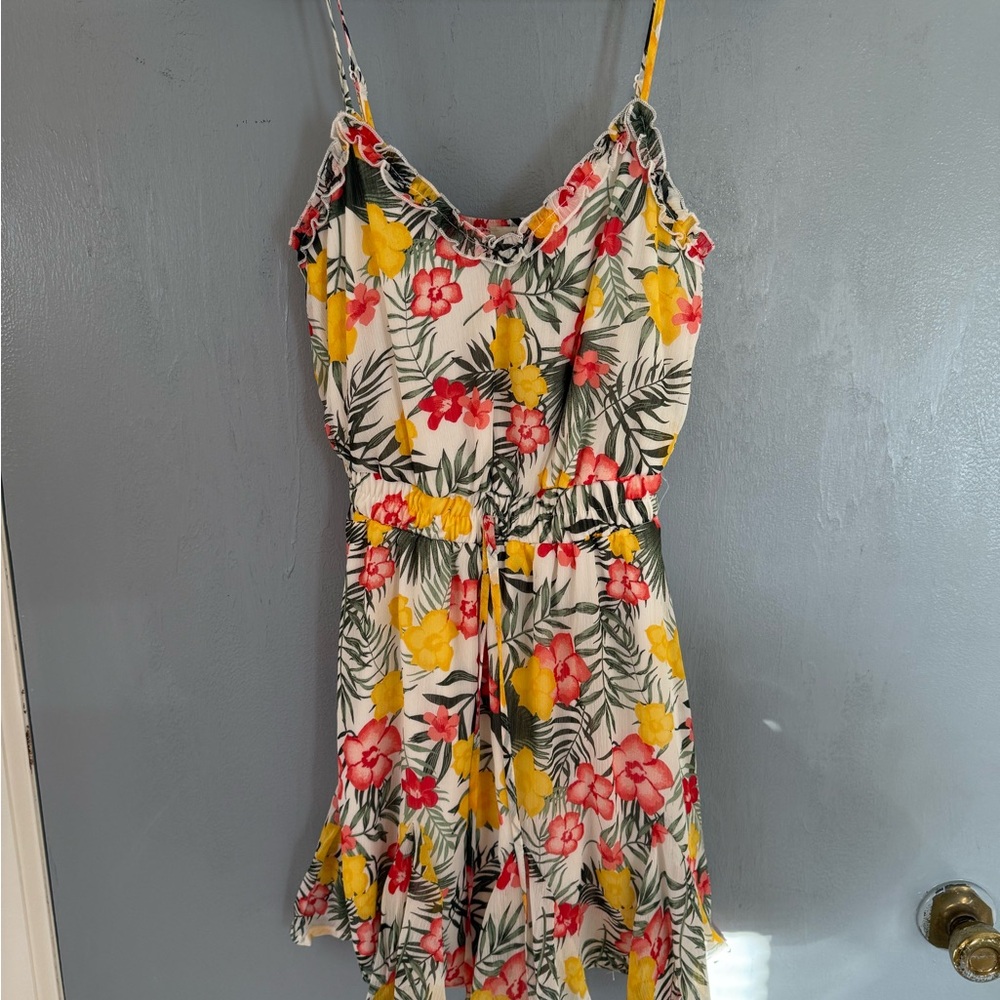 Francesca's Collections Floral Mini Dress - Yellow, Red, Green